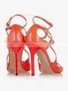 Women's Orange Patent Leather Pumps with Buckle #Favs03030338