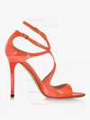 Women's Orange Patent Leather Pumps with Buckle #Favs03030338