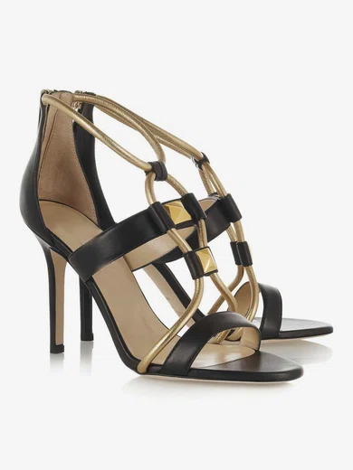 Women's Black Real Leather Pumps with Zipper #Favs03030340