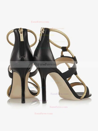 Women's Black Real Leather Pumps with Zipper #Favs03030340