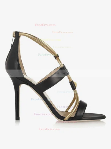 Women's Black Real Leather Pumps with Zipper #Favs03030340