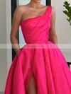 Ball Gown One Shoulder Satin Sweep Train Prom Dresses With Pockets #Favs020114030