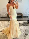 Trumpet/Mermaid V-neck Sequined Sweep Train Prom Dresses #Favs020114047