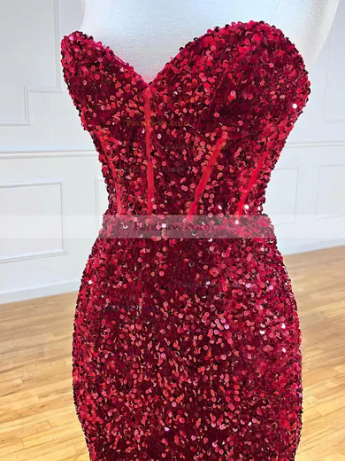 Sheath/Column Scoop Neck Sequined Sweep Train Prom Dresses #Favs020114050