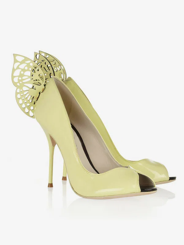 Women's Yellow Patent Leather Peep Toe with Rivet #Favs03030348