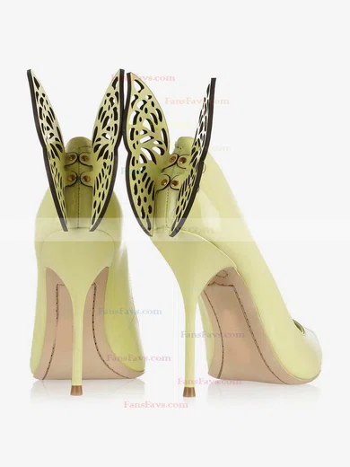 Women's Yellow Patent Leather Peep Toe with Rivet #Favs03030348