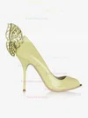 Women's Yellow Patent Leather Peep Toe with Rivet #Favs03030348