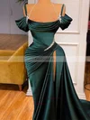 Sheath/Column Off-the-shoulder Satin Sweep Train Prom Dresses With Split Front #Favs020114057