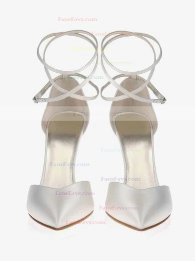Women's White Satin Pumps with Buckle #Favs03030349