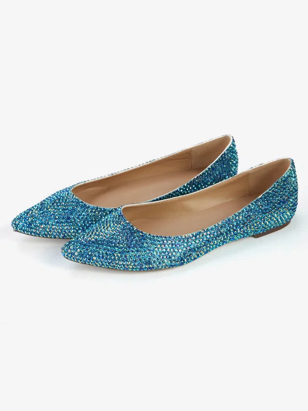 Women's Blue Real Leather Closed Toe with Crystal #Favs03030359