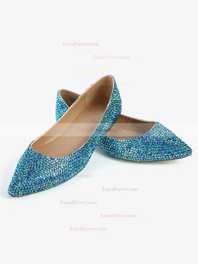 Women's Blue Real Leather Closed Toe with Crystal #Favs03030359